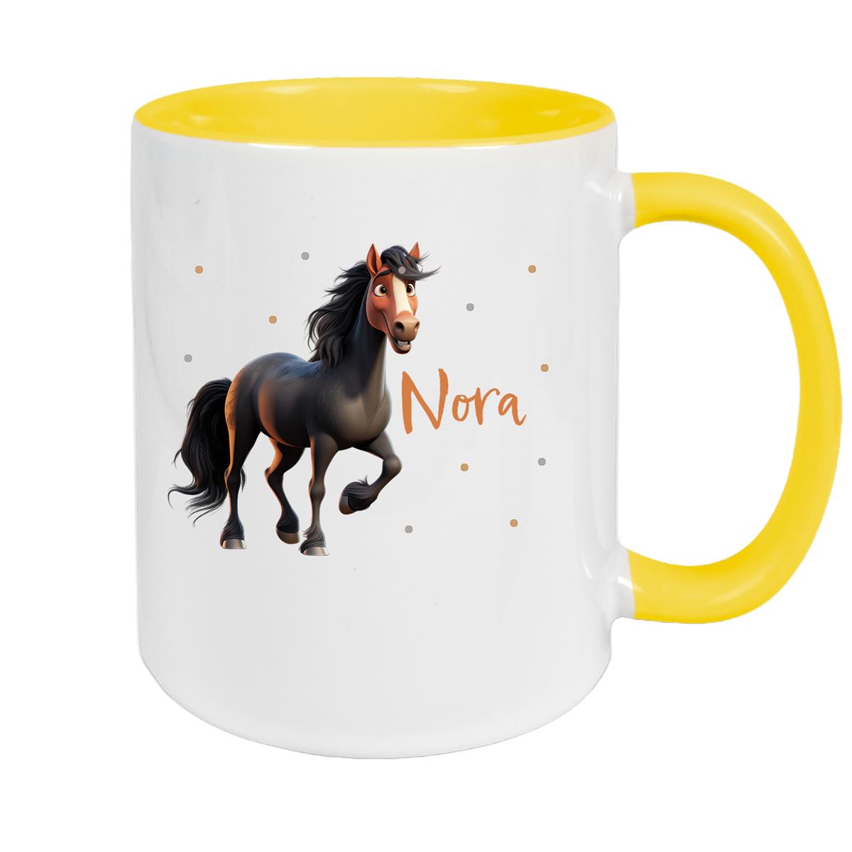 Tasse Pferd 2 Wunschname Keramik Kinderbecher personalisiert versch. Farben