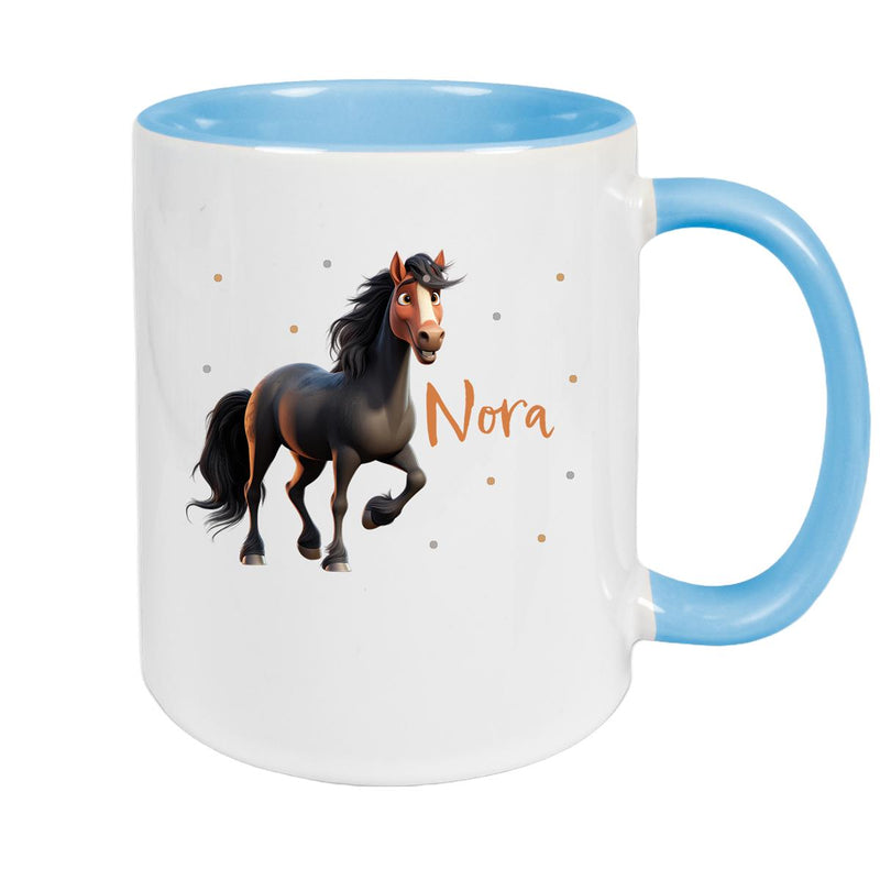 Tasse Pferd 2 Wunschname Keramik Kinderbecher personalisiert versch. Farben