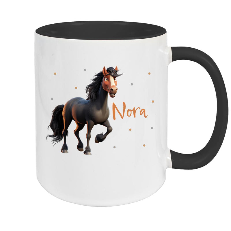 Tasse Pferd 2 Wunschname Keramik Kinderbecher personalisiert versch. Farben