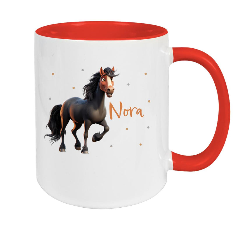 Tasse Pferd 2 Wunschname Keramik Kinderbecher personalisiert versch. Farben