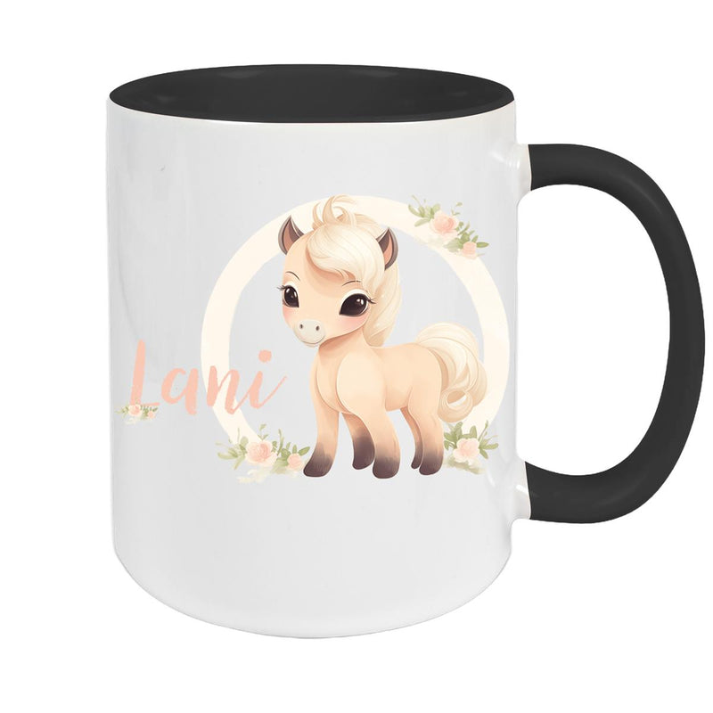 Tasse Pferd 4 Wunschname Keramik Kinderbecher personalisiert versch. Farben