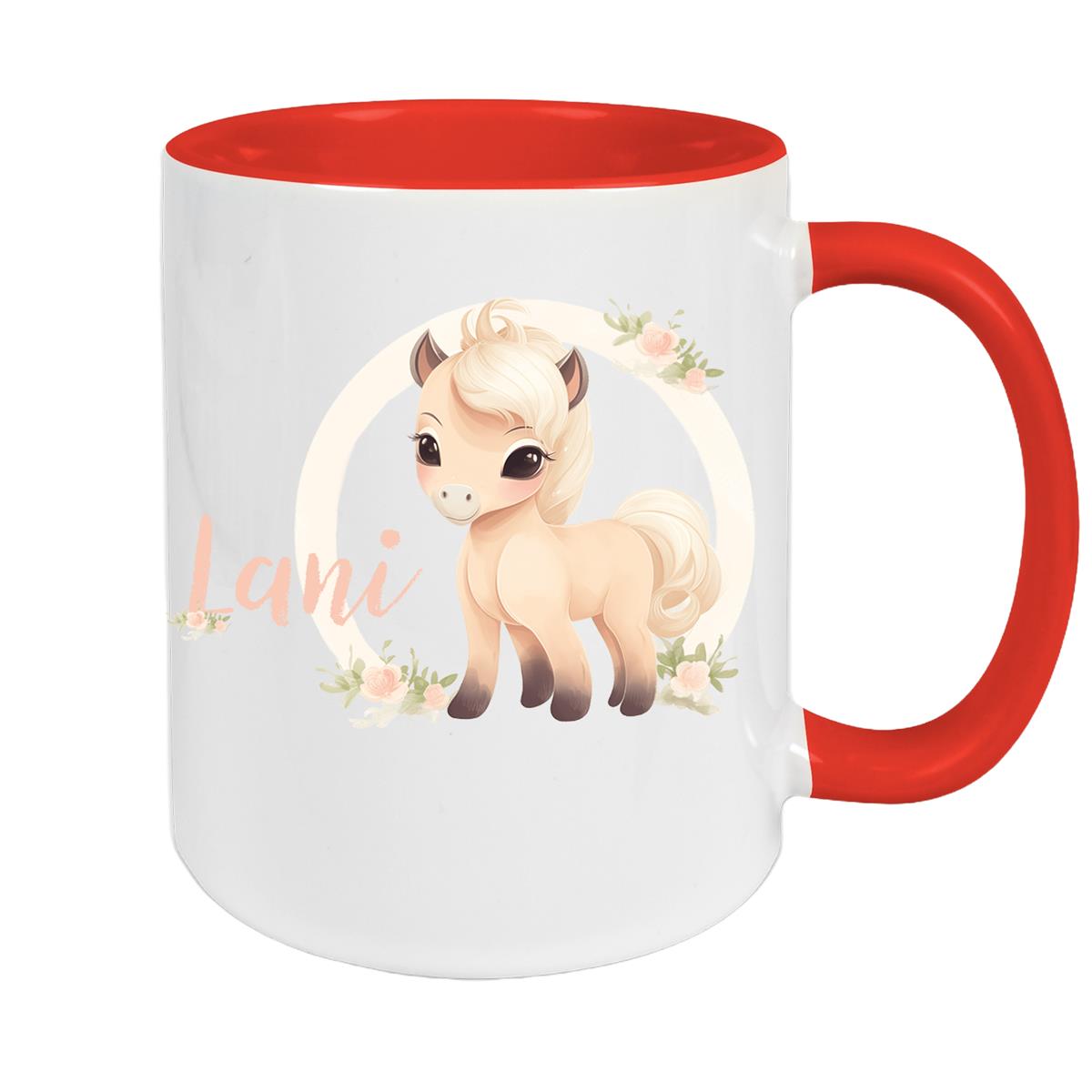 Tasse Pferd 4 Wunschname Keramik Kinderbecher personalisiert versch. Farben
