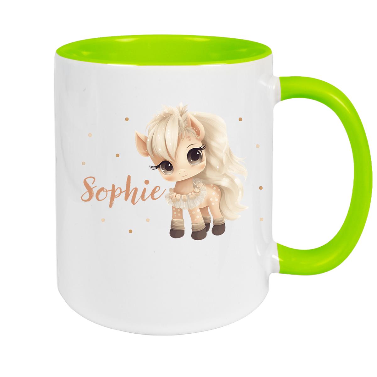 Tasse Pferd 8 Wunschname Keramik Kinderbecher personalisiert versch. Farben