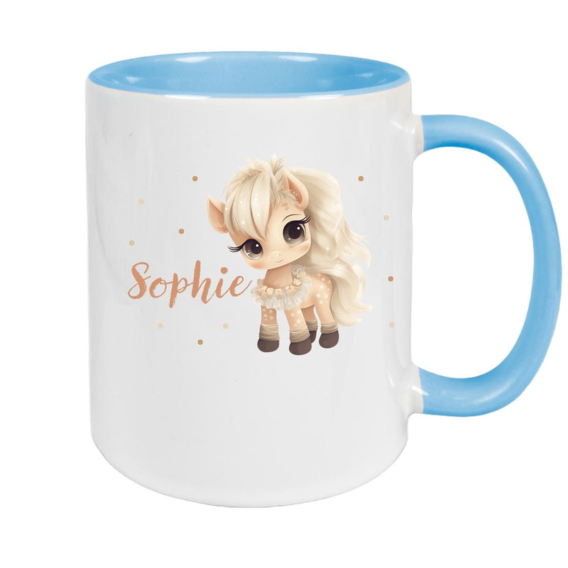 Tasse Pferd 8 Wunschname Keramik Kinderbecher personalisiert versch. Farben