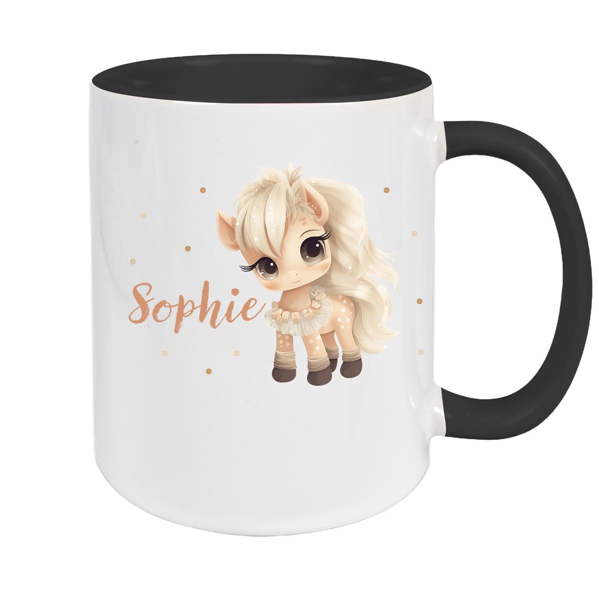 Tasse Pferd 8 Wunschname Keramik Kinderbecher personalisiert versch. Farben