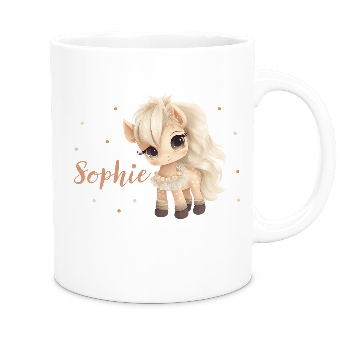 Tasse Pferd 8 Wunschname Keramik Kinderbecher personalisiert versch. Farben