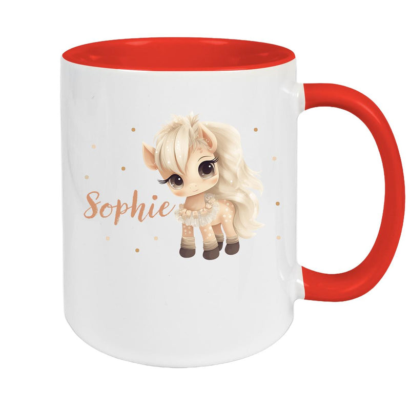 Tasse Pferd 8 Wunschname Keramik Kinderbecher personalisiert versch. Farben