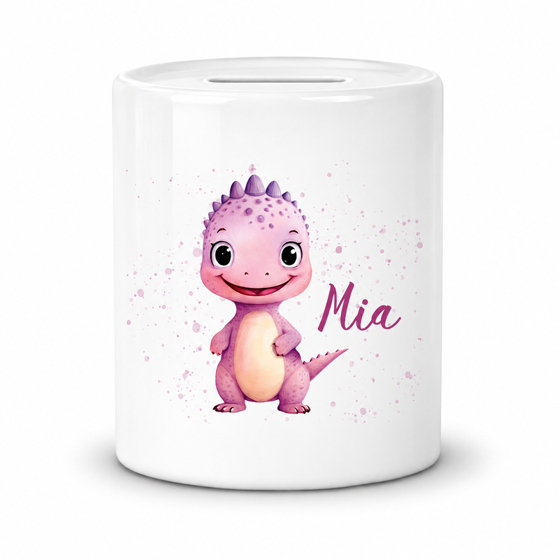 Spardose mit Wunschname Dino 20 personalisiert