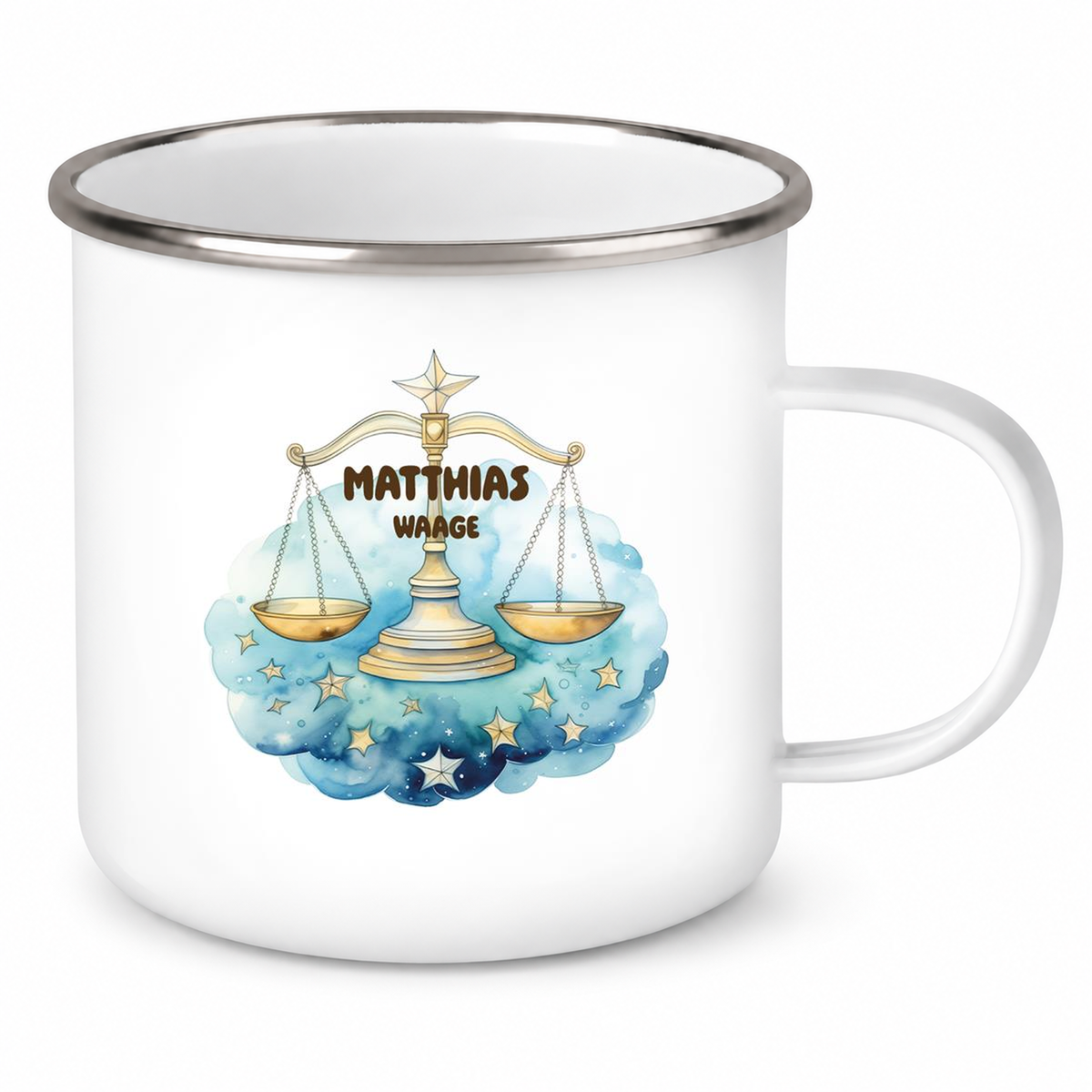MUCKKI-PRO:2cf0531971ba815571a948822fe5d6a8c04fb0a7b0d136be903f3bd7ccef5515:Tasse Sternzeichen Kinder Waage 1 Wunschname Emaille Kinderbecher personalisiert