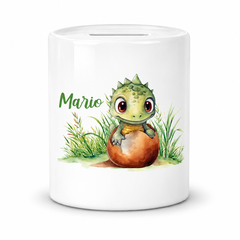 Spardose mit Wunschname Dino 7 personalisiert