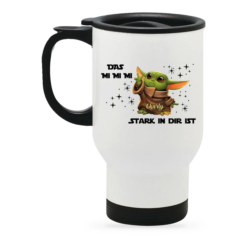 Edelstahl-Thermobecher mit Deckel Baby Yoda 1 weiß