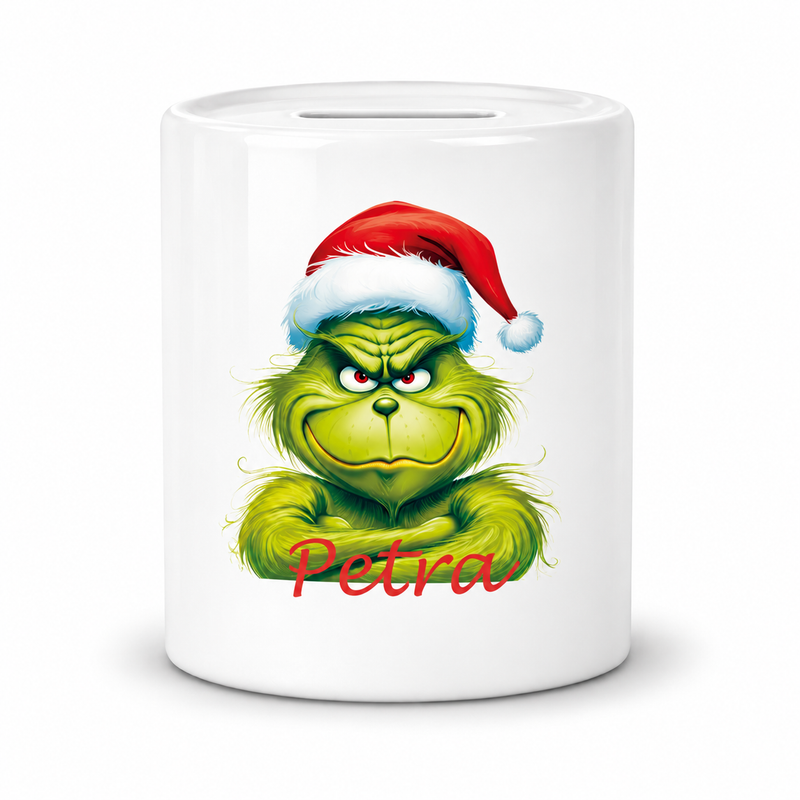 Spardose mit Wunschname Weihnachten Grinch 2 personalisiert