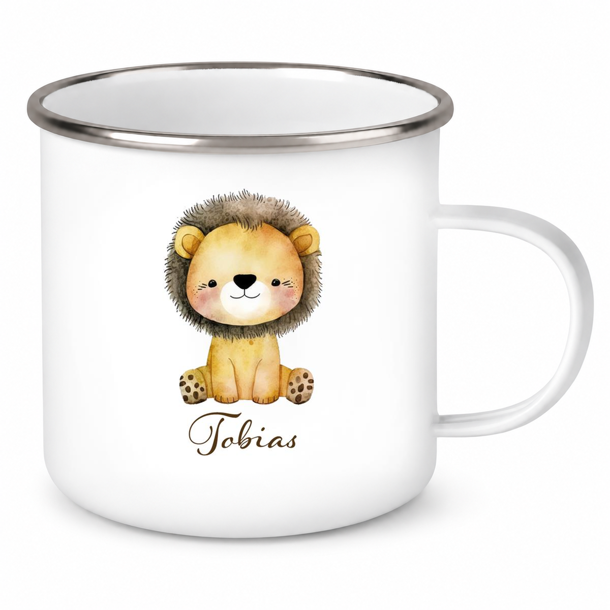 Tasse Wunschname Löwe 1 Emaille Kinderbecher