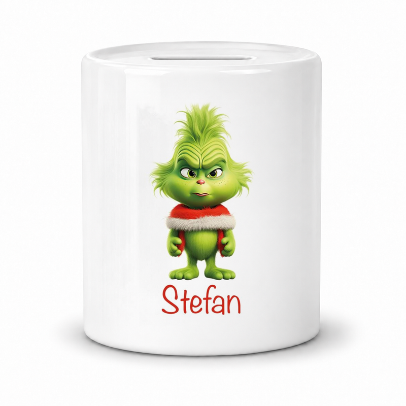 Spardose mit Wunschname Weihnachten Grinch 1 personalisiert