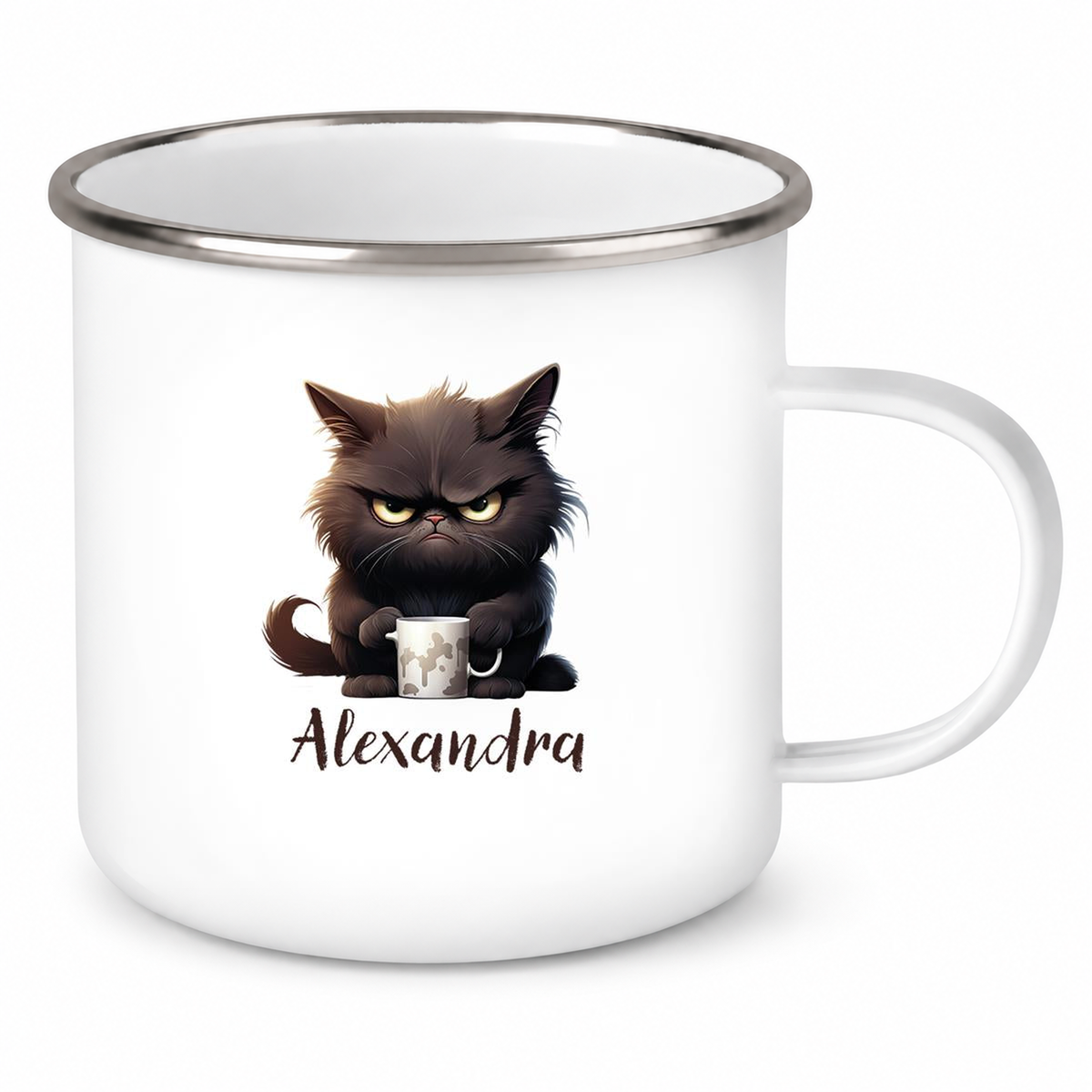 Tasse Katze Grumpy 1 Wunschname Kinderbecher personalisiert Emaille