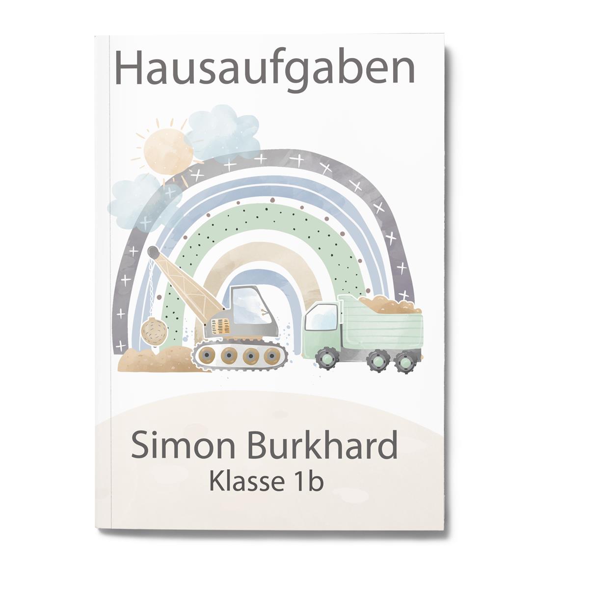 MUCKKI-PRO:2036c34a586ee1ac33297e5d0def971e956373efce774058762c29756cd27b1e:Hausaufgabenheft Baustelle 2 DIN A5 - 48 Blatt mit Name und Klasse