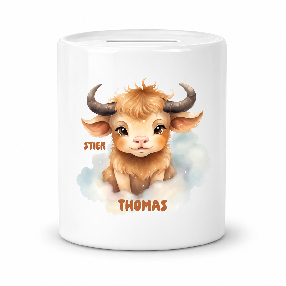 Spardose mit Wunschname Sternzeichen Stier 1 personalisiert