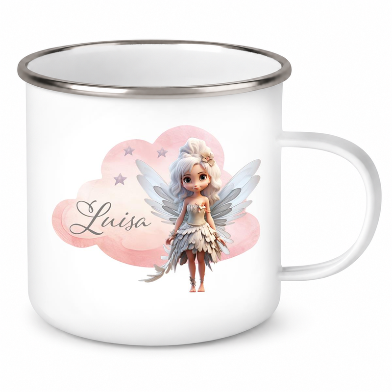 Tasse Fee 1 Wunschname Emaille Kinderbecher personalisiert