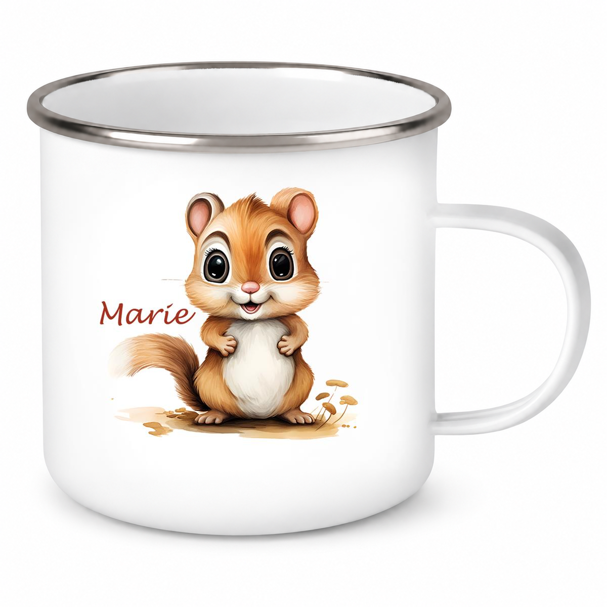 Tasse Wunschname Chipmunk 2 Emaille Kinderbecher personalisiert