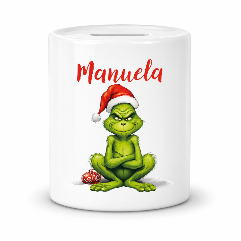 Spardose mit Wunschname Weihnachten Grinch 4 personalisiert
