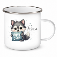Tasse Liebe - Fuchs Valentinstag Wunschnamen Emaille personalisiert