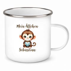 Tasse Liebe - Äffchen Valentinstag Wunschnamen Emaille personalisiert