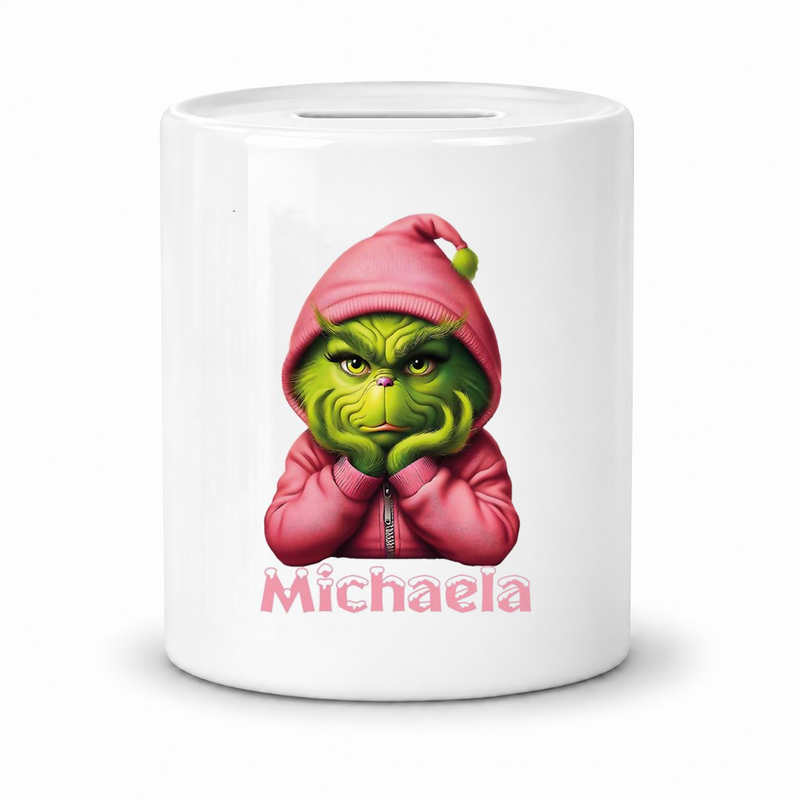 Spardose mit Wunschname Weihnachten Grinch 10 personalisiert