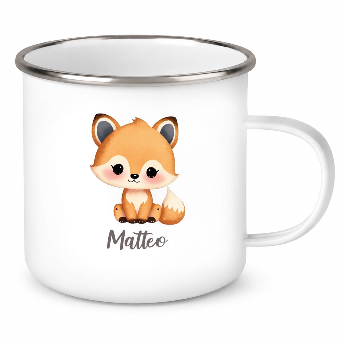 Tasse Wunschname Fuchs 1 Emaille Kinderbecher