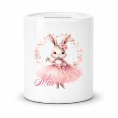 Spardose mit Wunschname Ballerina 5 personalisiert