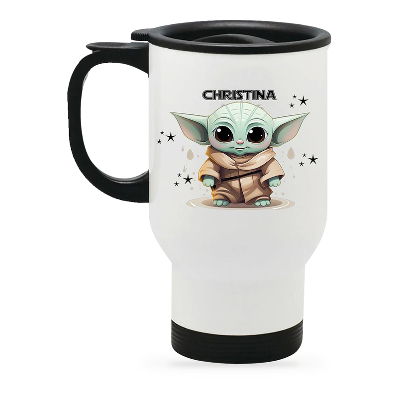 Edelstahl-Thermobecher mit Deckel Baby Yoda 3 weiß