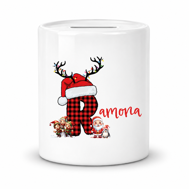Spardose Weihnachten Wunschname und Buchstabe Personalisiert