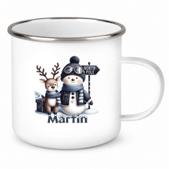 Tasse Wunschname Weihnachten Schneemann 5 Emaille Kinderbecher
