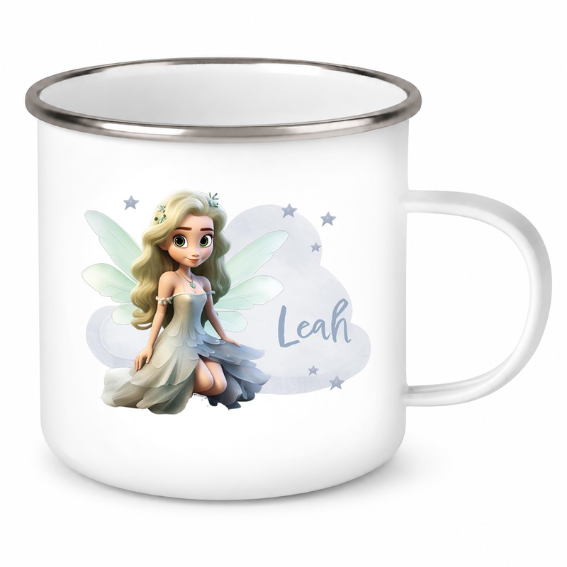 Tasse Fee 4 Wunschname Emaille Kinderbecher personalisiert
