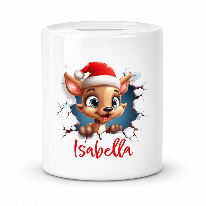 Spardose mit Wunschname Weihnachten Rentier 1 Personalisiert