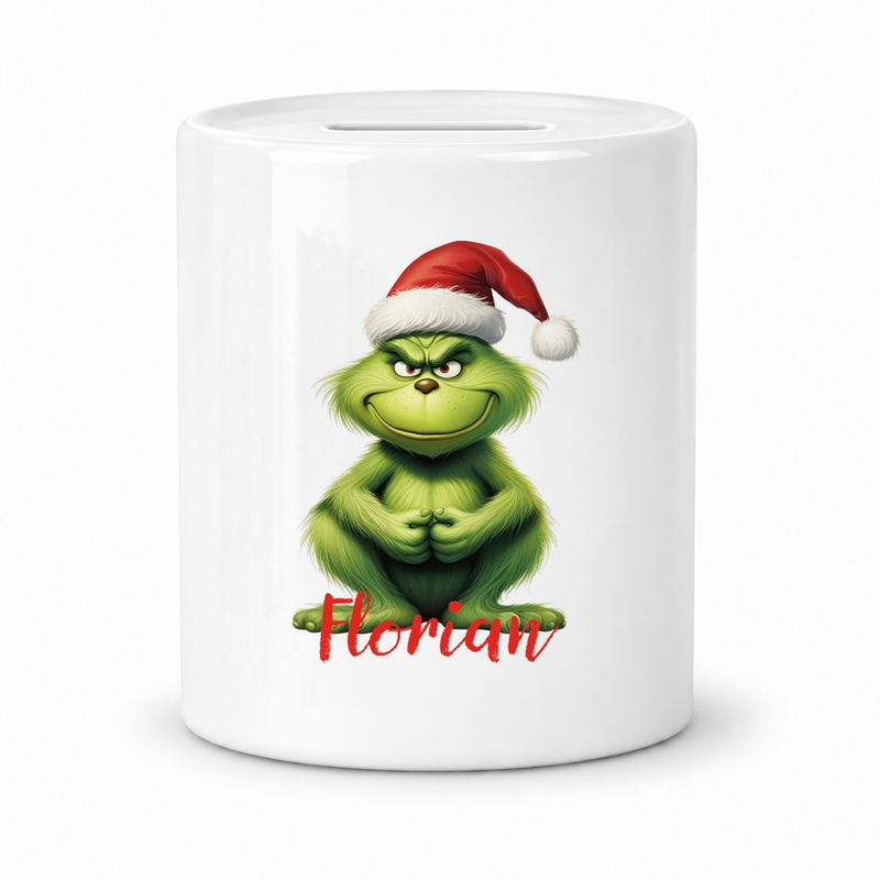 Spardose mit Wunschname Weihnachten Grinch 5 personalisiert