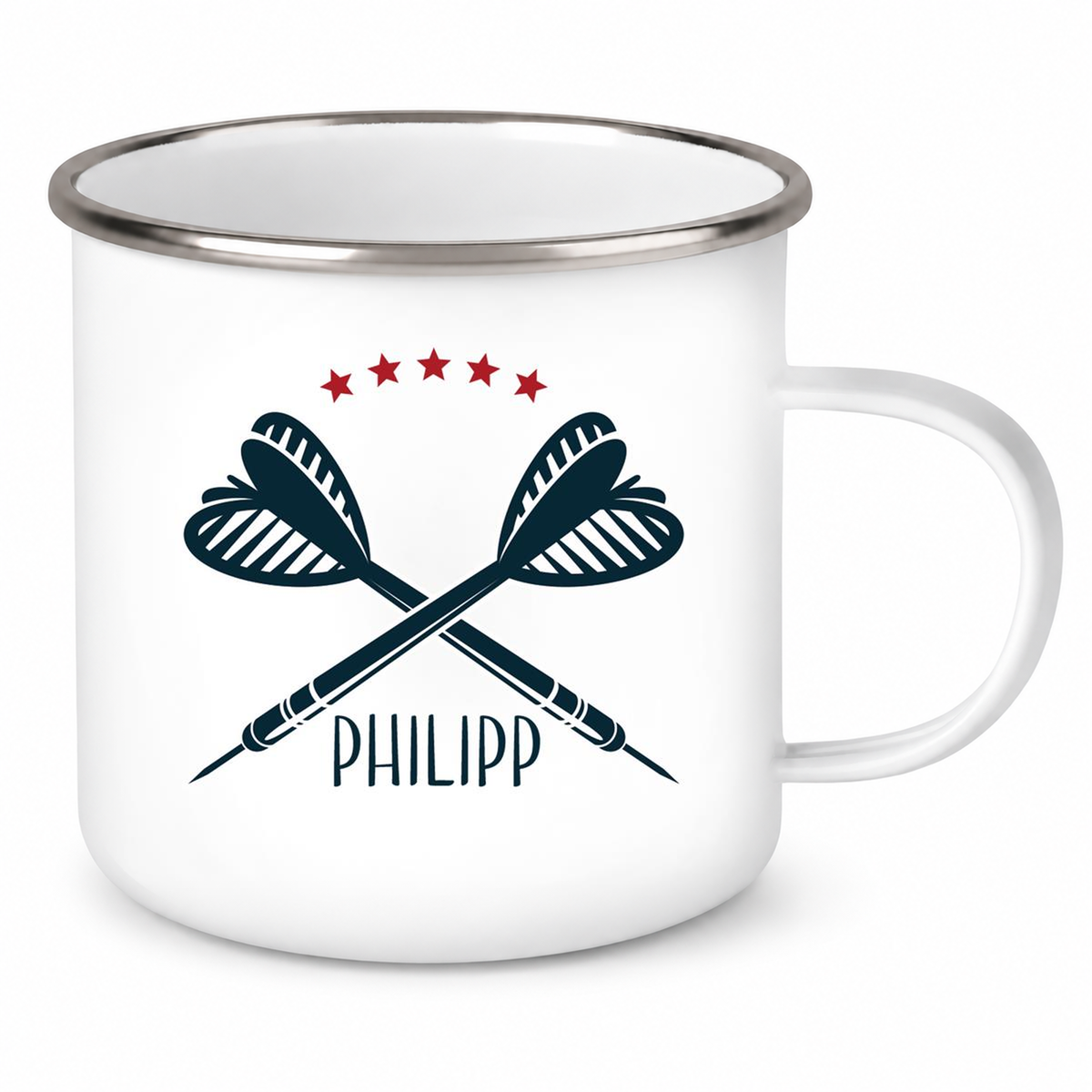 Tasse Dart 3 Wunschname Emaille Kinderbecher personalisiert