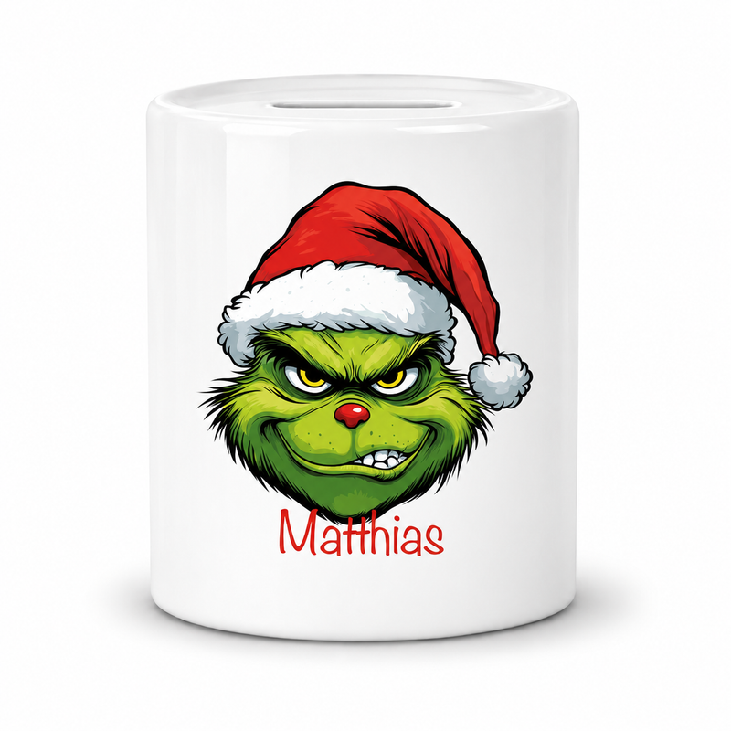 Spardose mit Wunschname Weihnachten Grinch 9 personalisiert