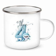 Tasse Geburtstag Hai Zahl 1 Wunschname Emaille