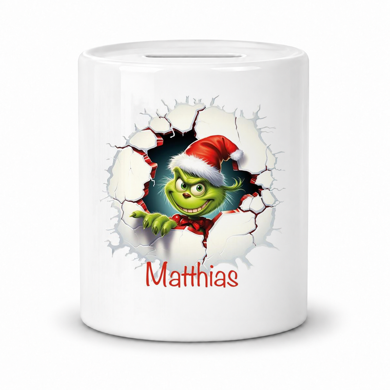 Spardose mit Wunschname Weihnachten Grinch 8 personalisiert