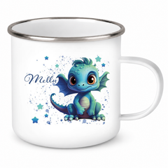 Tasse Wunschname Drache 2 Emaille Kinderbecher