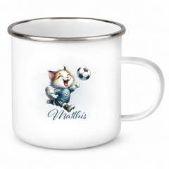 Tasse Fußball 18 Wunschname Emaille Kinderbecher personalisiert