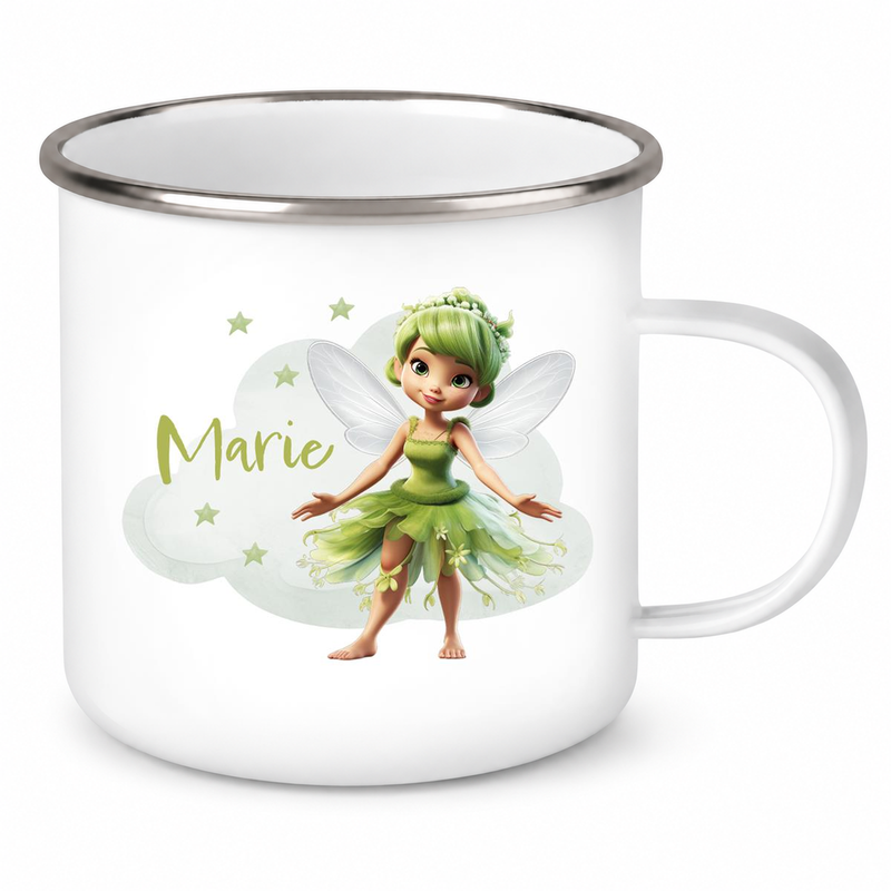 Tasse Fee 3 Wunschname Emaille Kinderbecher personalisiert