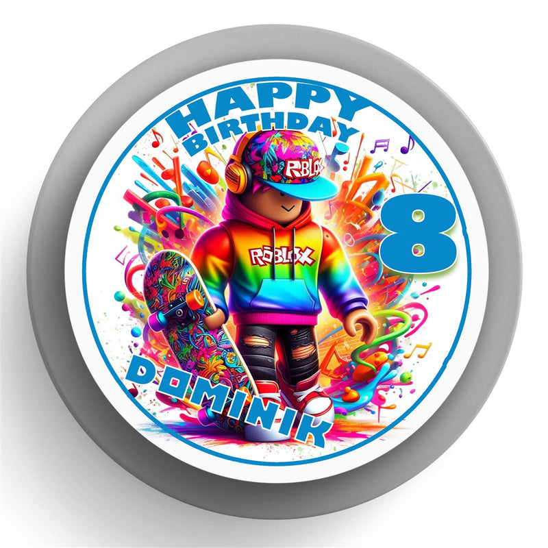 Cake Topper Birthday Roblox Gamer 1 Name & Number (20cm) Fondant Paper