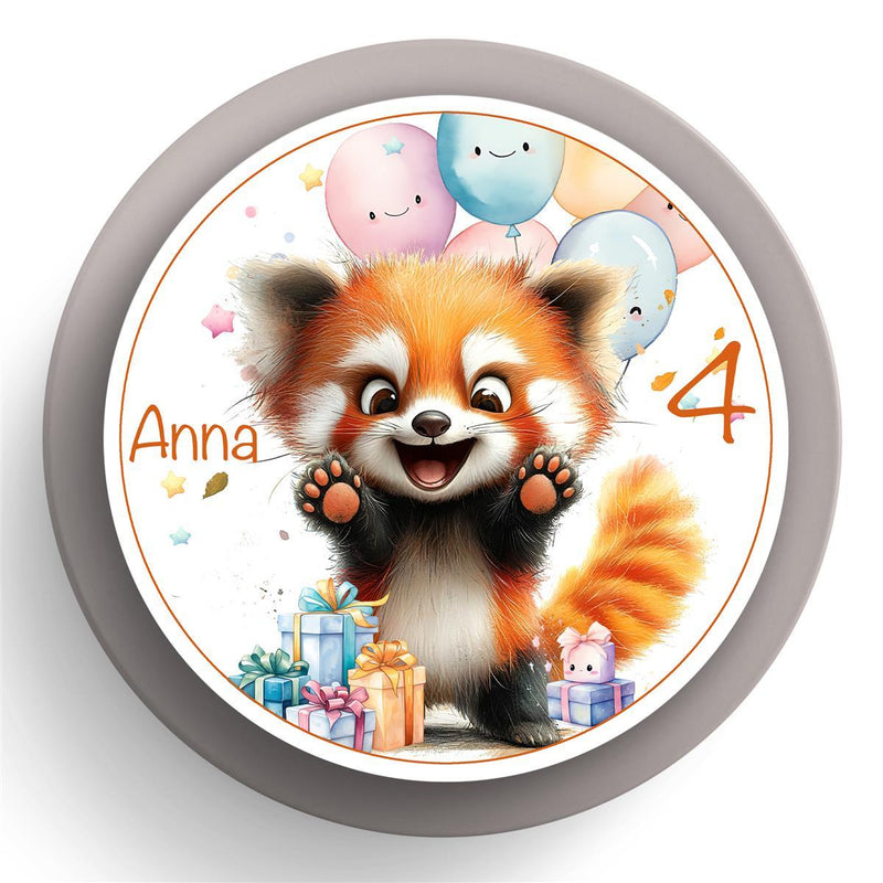 Tortenaufleger Geburtstag Roter - Panda 1 Name & Zahl (20cm) Fondant Papier