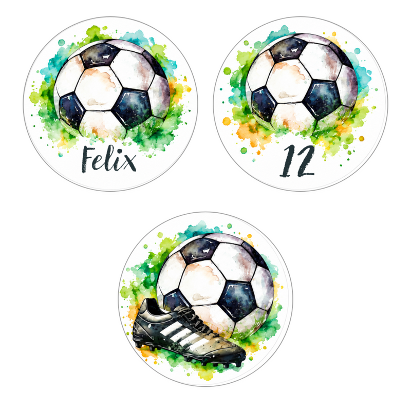 Muffinaufleger Geburtstag Fußball 4 mit Wunschname und Alter – 4 cm oder 6 cm