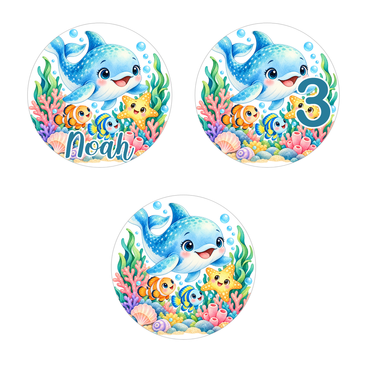 Muffinaufleger Geburtstag Delfin 1 – versch. Formen mit Name