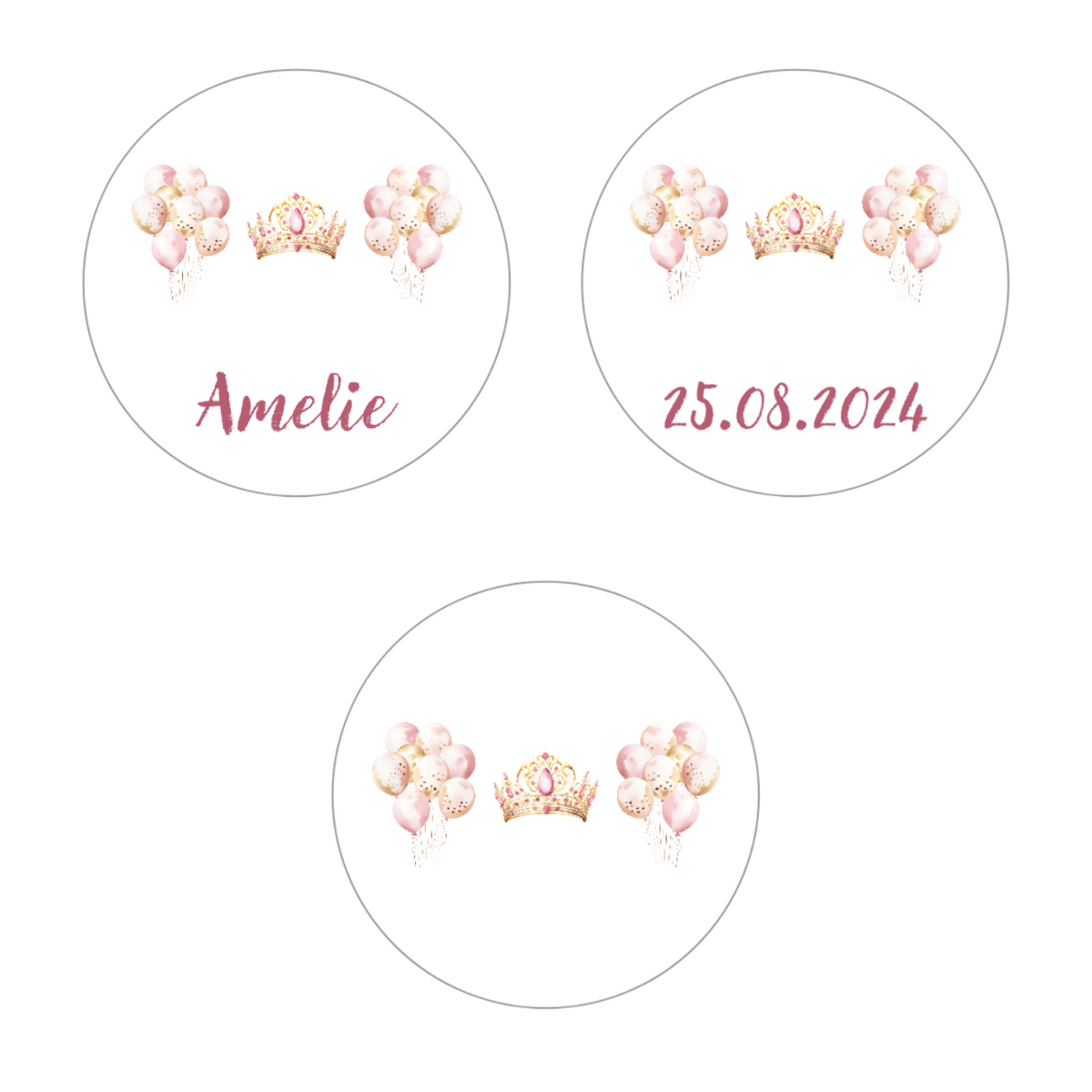 Muffinaufleger Taufe Prinzessin 1 – 4 cm (20 Stück) oder 6 cm (12 Stück) mit Name und Taufdatum