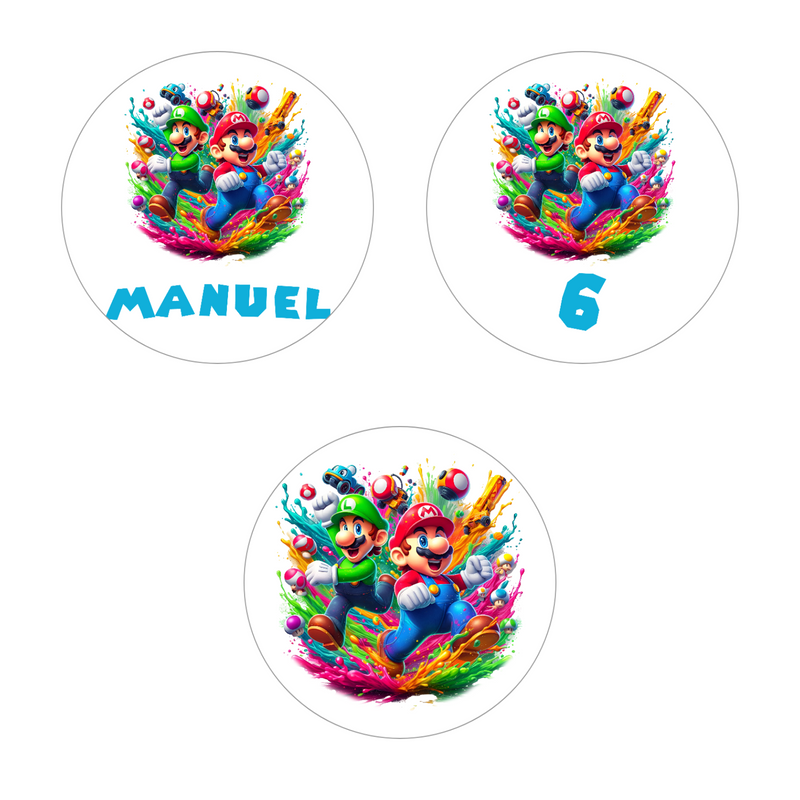 Muffinaufleger Geburtstag Super Mario 3 mit Wunschname und Alter – 4 cm oder 6 cm