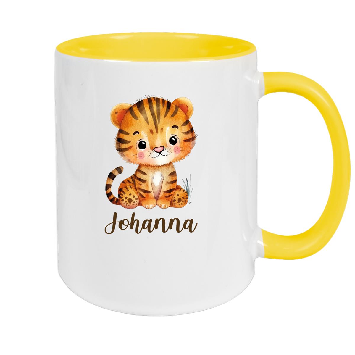 Tasse Wunschname Tiger 1 Keramik Kinderbecher versch. Farben