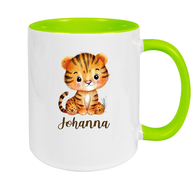 Tasse Wunschname Tiger 1 Keramik Kinderbecher versch. Farben